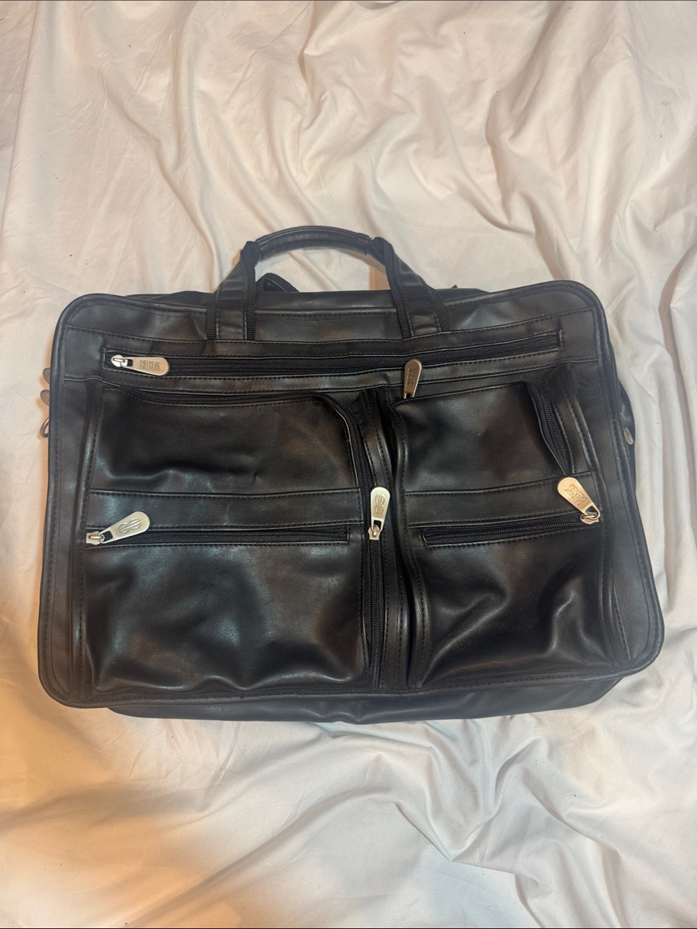 Vintage 90s Classic Black Leather Briefcase Bag